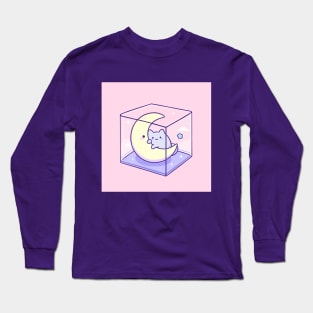 cube cat and moon Long Sleeve T-Shirt